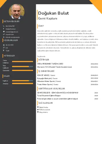 Gemi Kaptanı CV Örnekleri cv indir